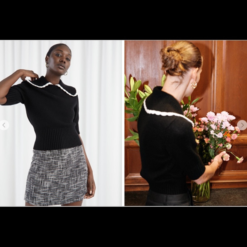 Wide Collar Wool Knit Sweater